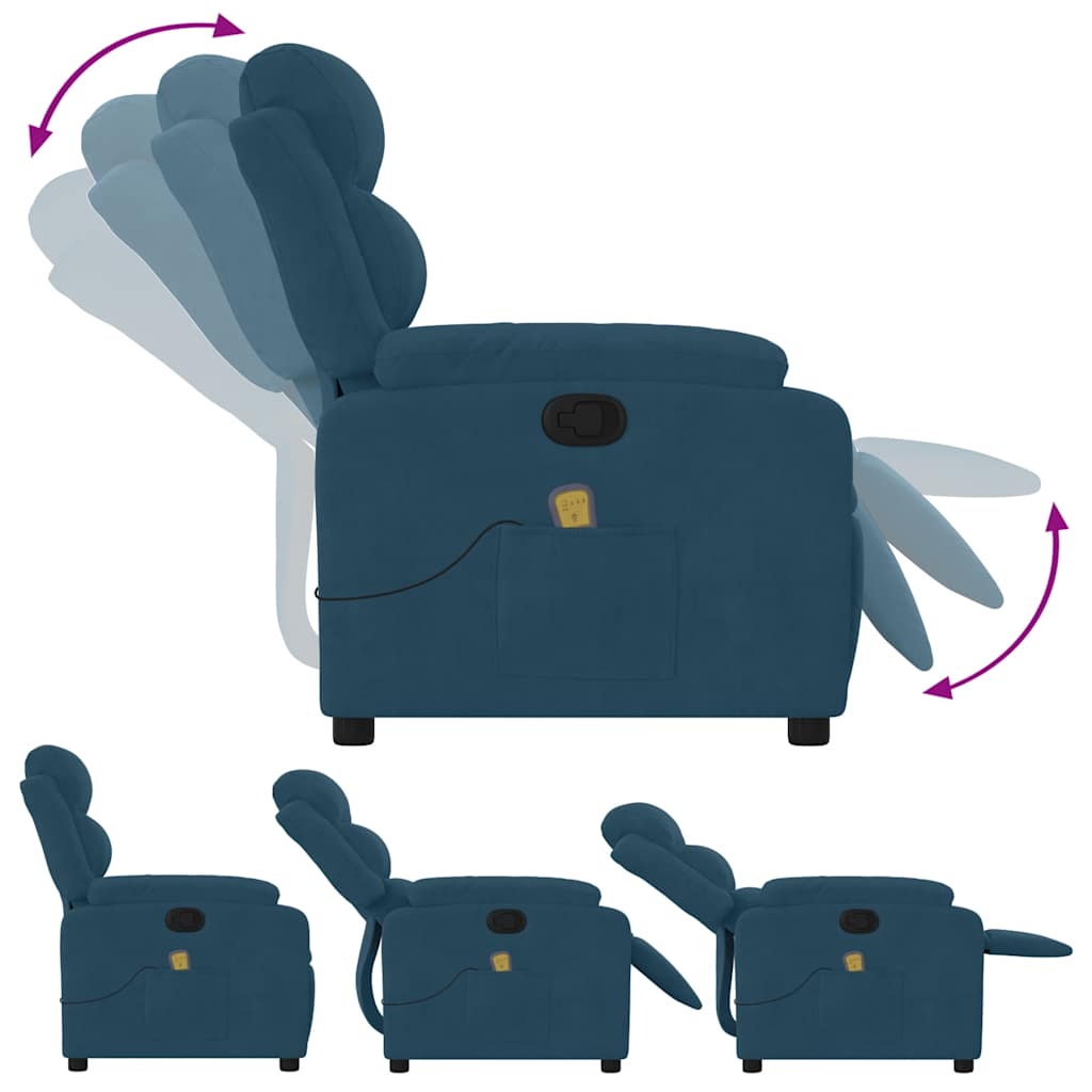 Fauteuil inclinable de massage bleu velours - XIOS