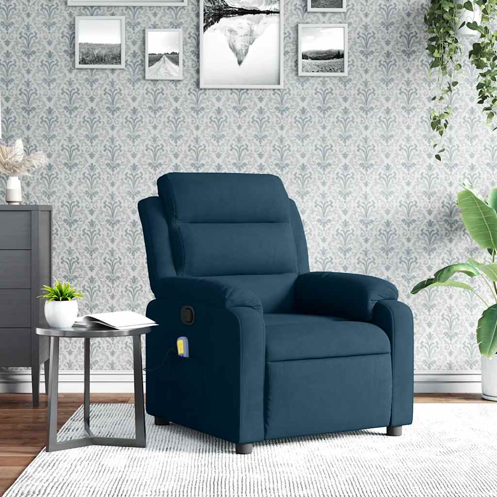 Fauteuil inclinable de massage bleu velours - XIOS