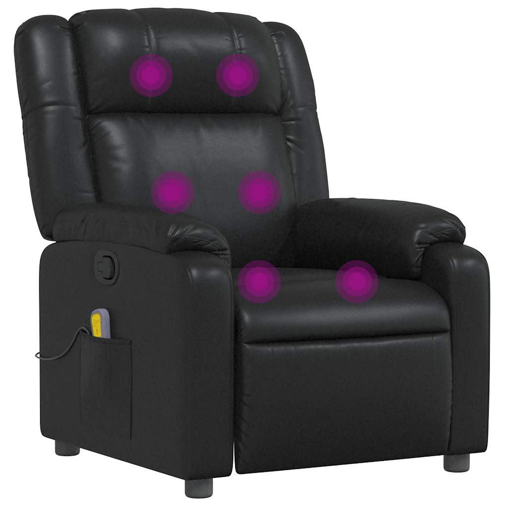 Fauteuil de massage inclinable Noir Similicuir