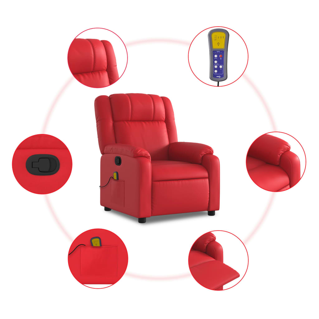 Fauteuil de massage inclinable rouge similicuir