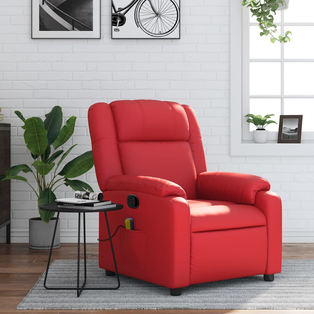 Fauteuil de massage inclinable rouge similicuir - XIOS
