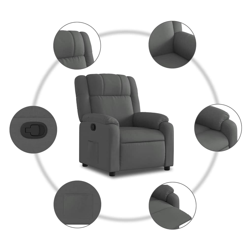 Fauteuil inclinable Gris foncé Tissu - XIOS