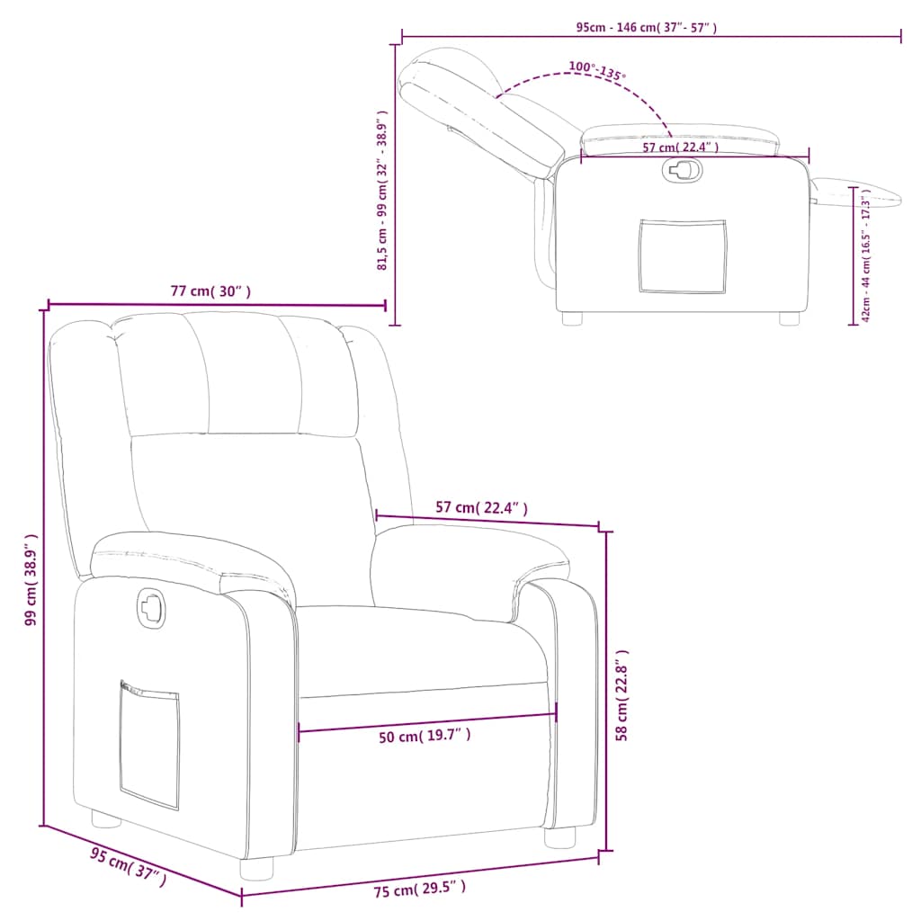 Fauteuil inclinable Rouge bordeaux Tissu
