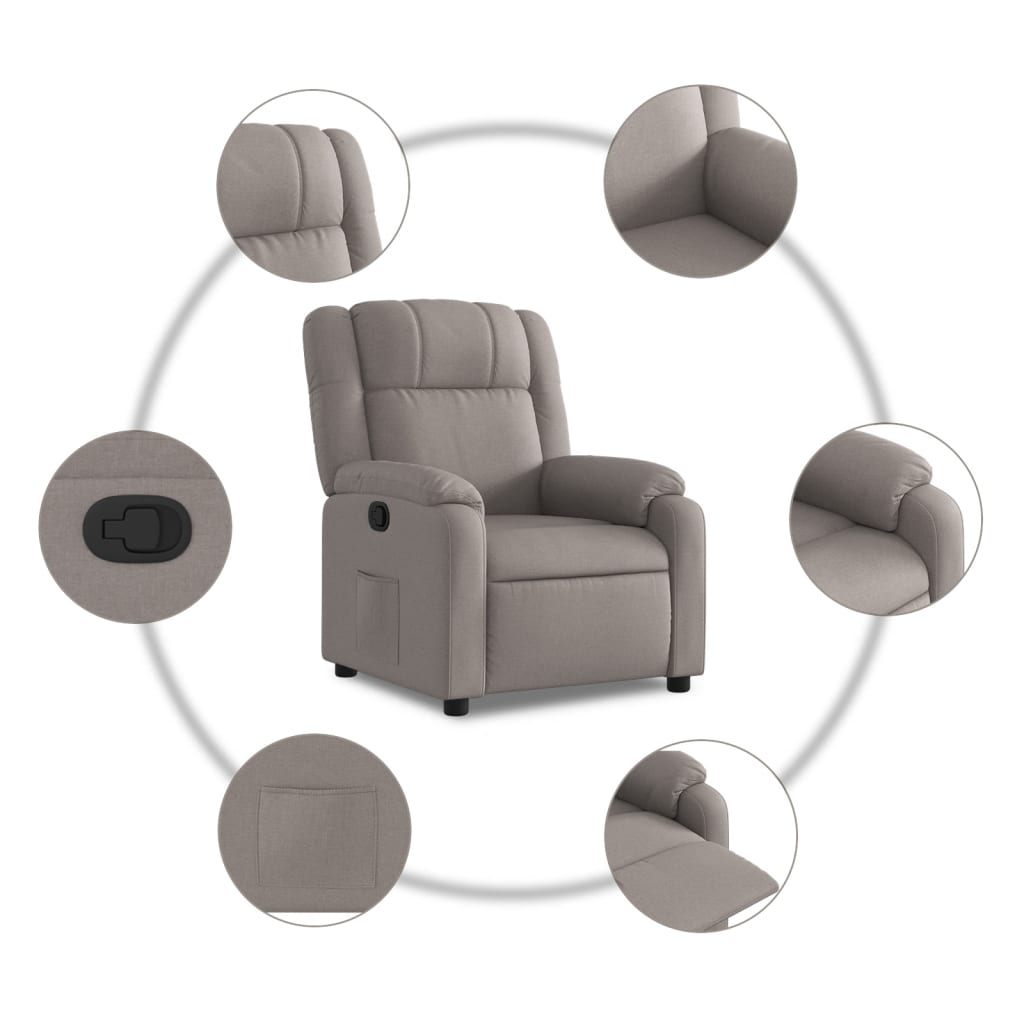 Fauteuil inclinable Taupe Tissu - XIOS