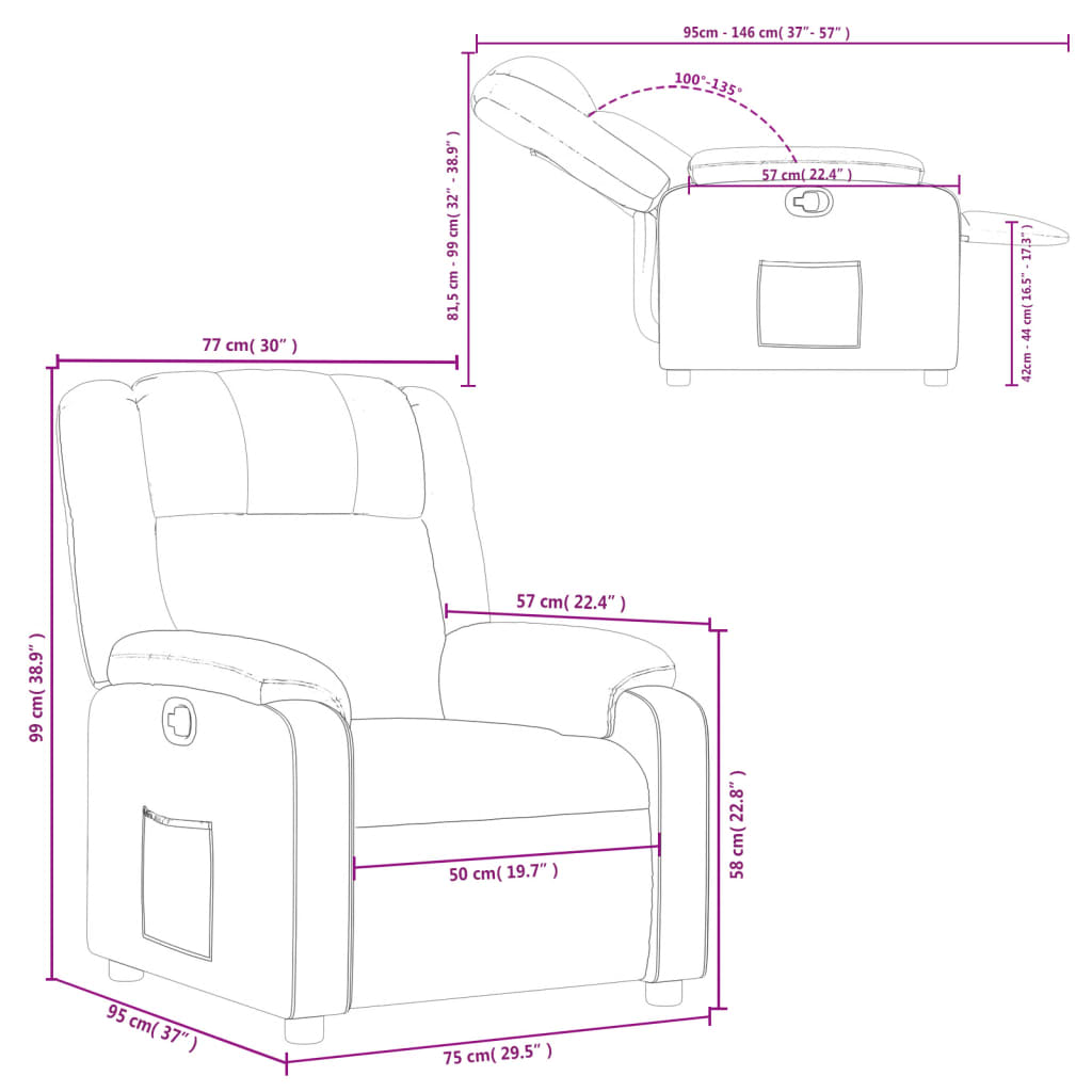 Fauteuil inclinable Taupe Tissu - XIOS