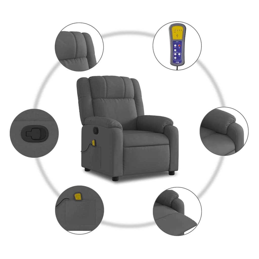 Fauteuil de massage inclinable Gris foncé Tissu - XIOS
