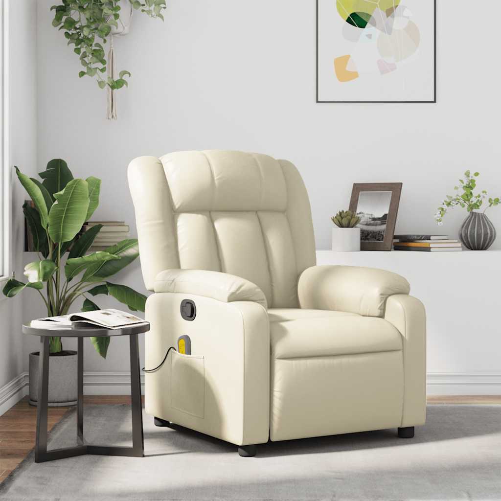 Fauteuil inclinable de massage Crème Similicuir - XIOS