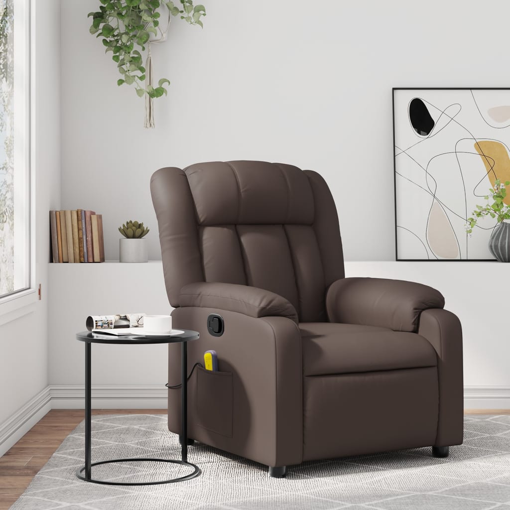 Fauteuil de massage inclinable Marron Similicuir - XIOS