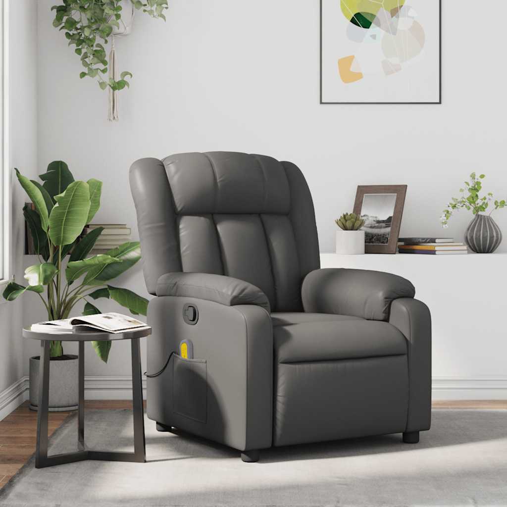 Fauteuil de massage inclinable Gris Similicuir - XIOS