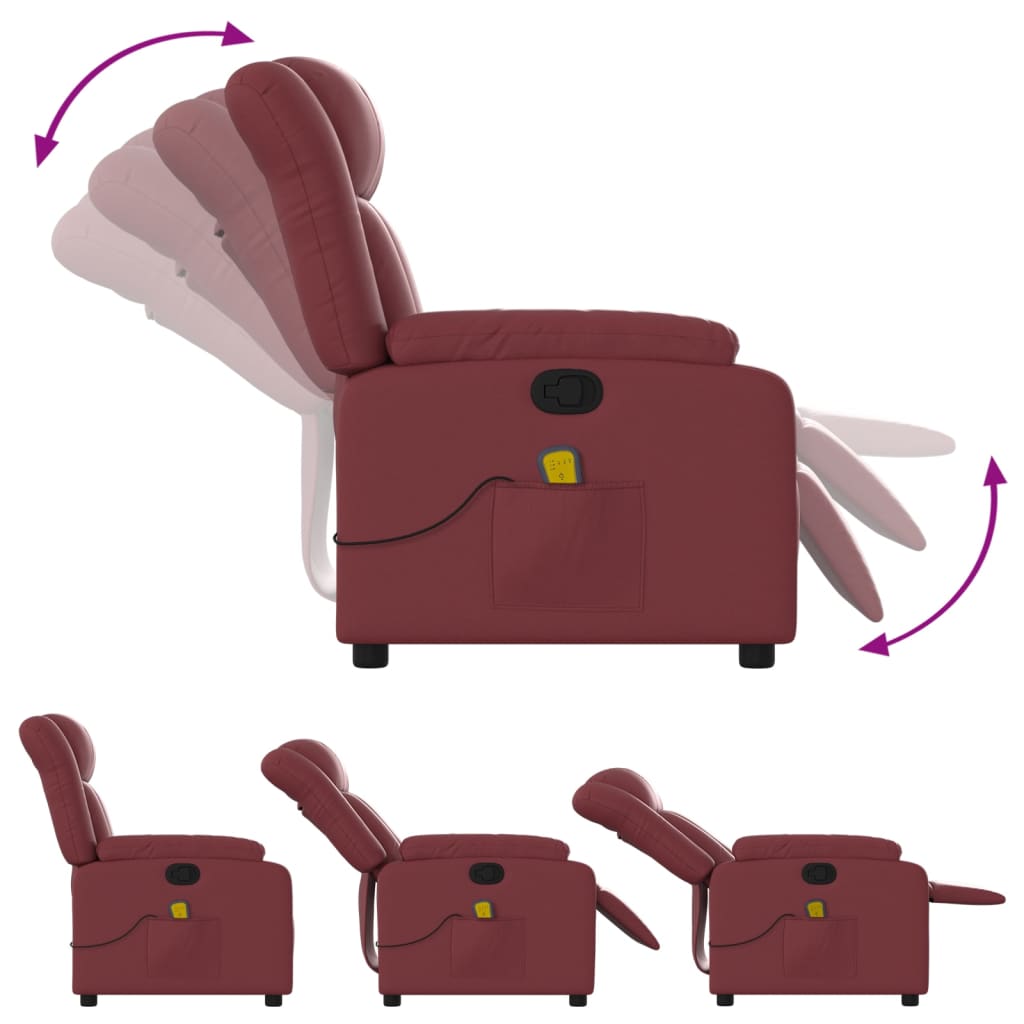 Fauteuil de massage inclinable Rouge bordeaux Similicuir