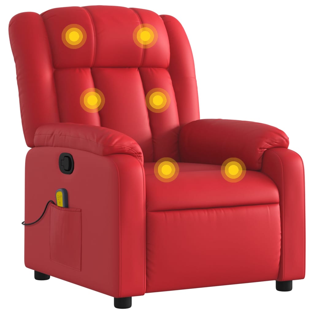 Fauteuil de massage inclinable rouge similicuir