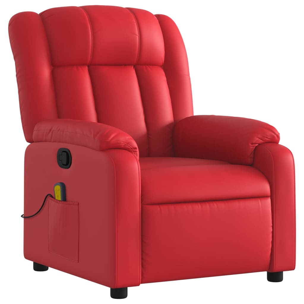 Fauteuil de massage inclinable rouge similicuir