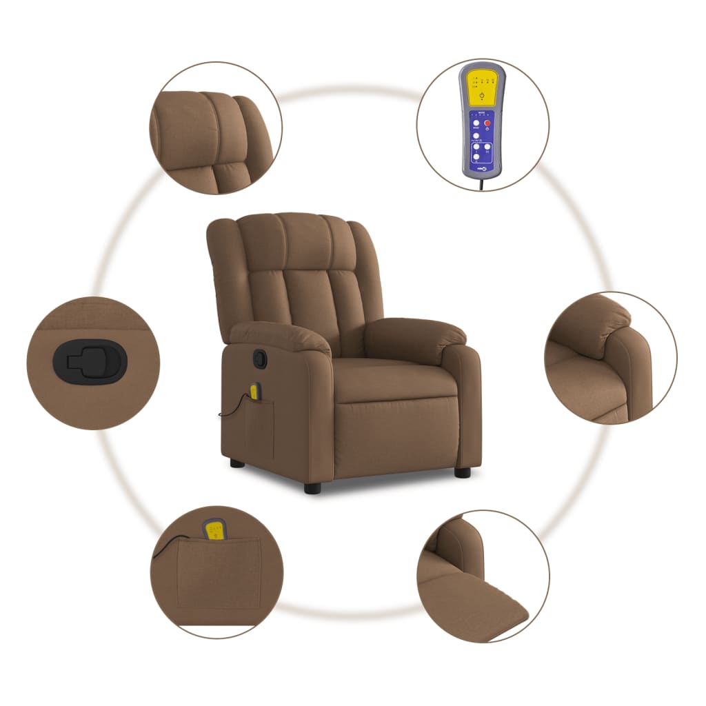 Fauteuil de massage inclinable Marron Tissu - XIOS