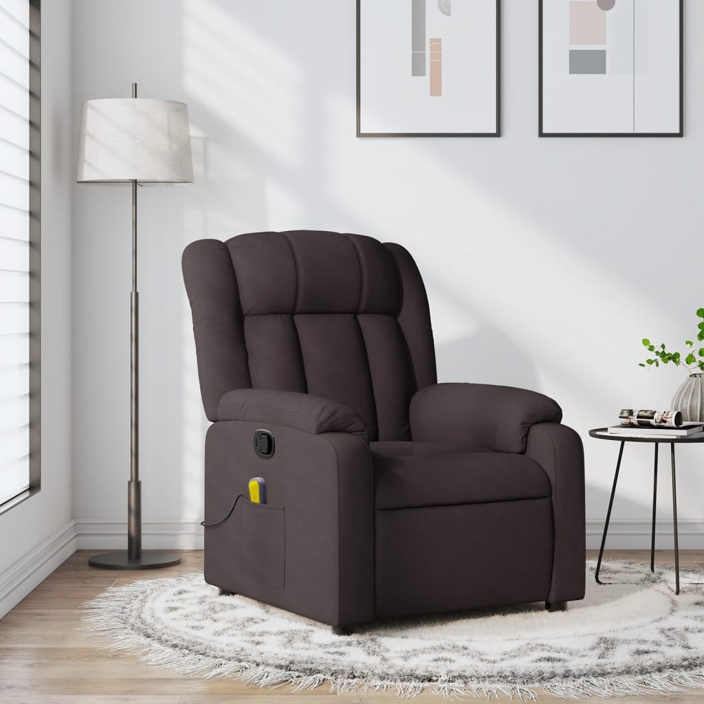 Fauteuil de massage inclinable Marron foncé Tissu - XIOS