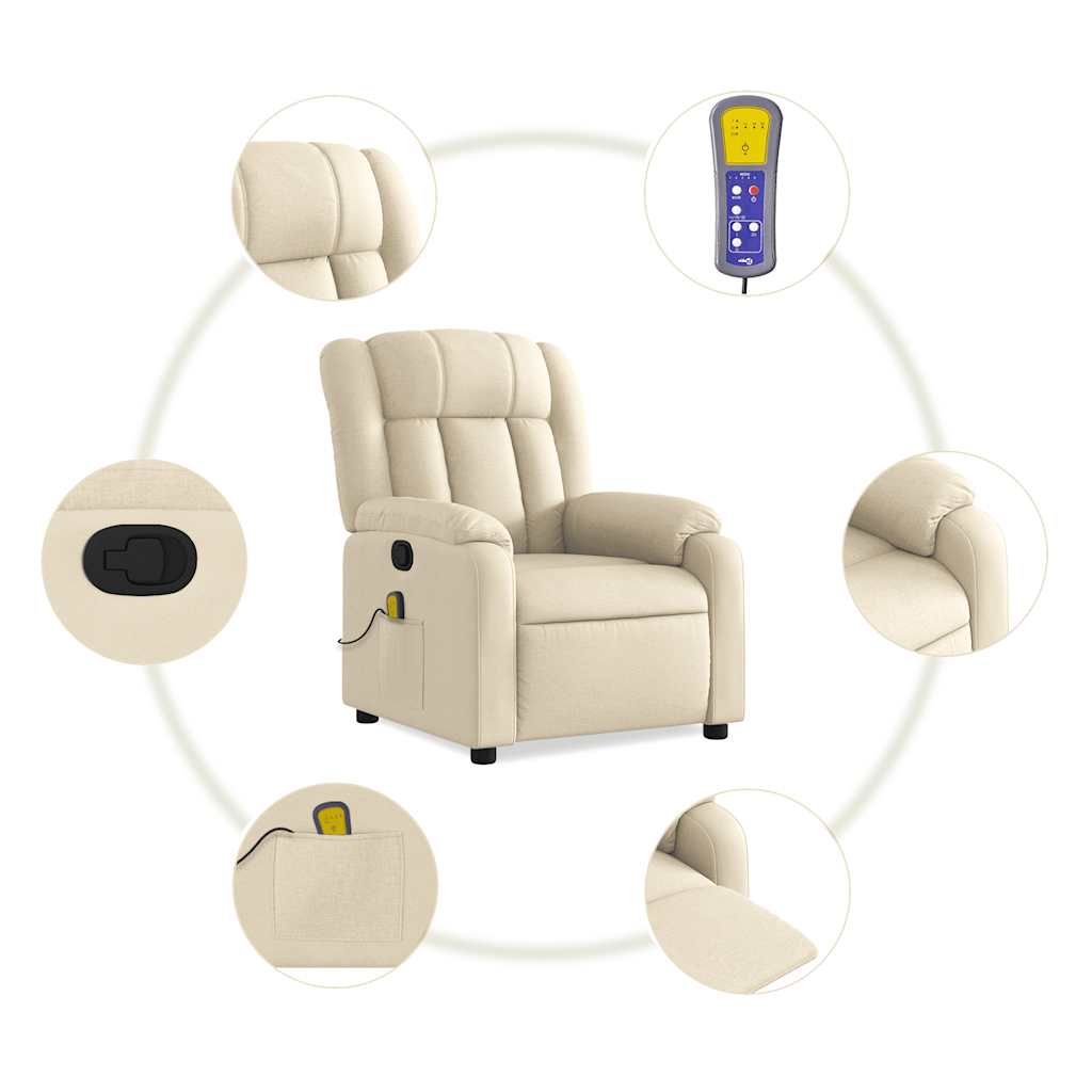 Fauteuil de massage inclinable Crème Tissu - XIOS