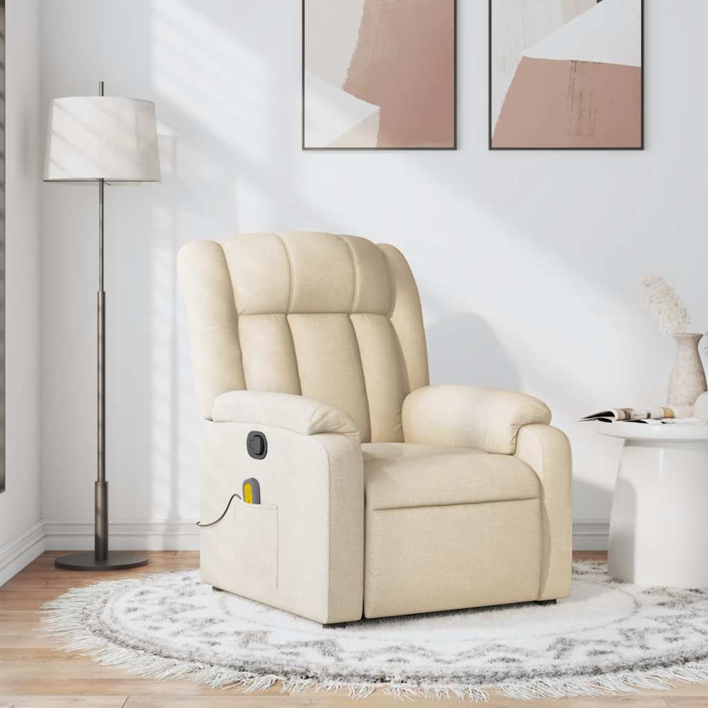 Fauteuil de massage inclinable Crème Tissu - XIOS