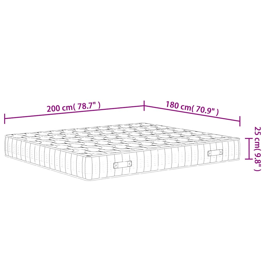 Matelas à ressorts ensachés dureté moyenne 180x200 cm