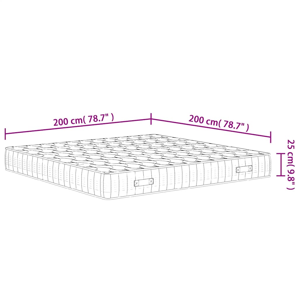Matelas à ressorts ensachés dureté moyenne 200x200 cm