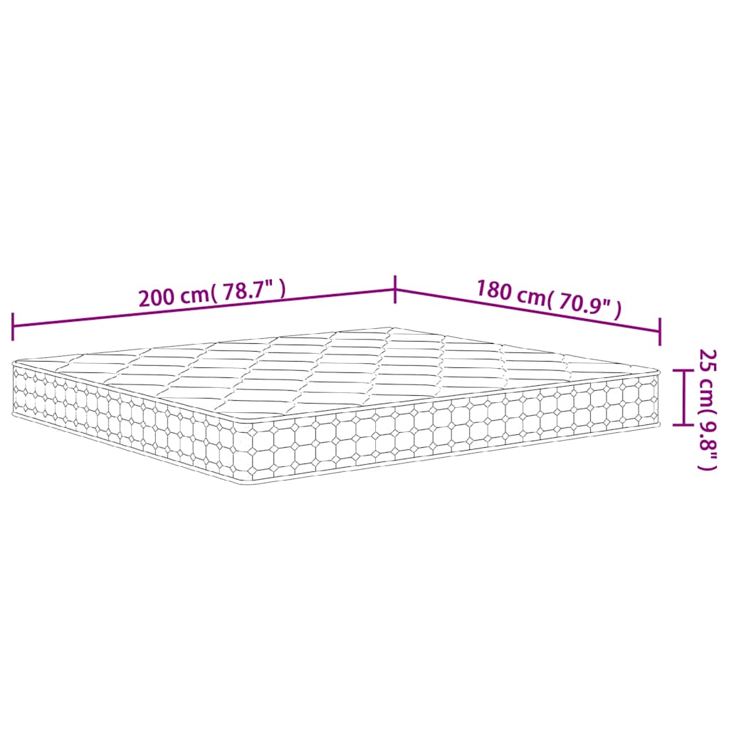 Matelas à ressorts ensachés dureté moyenne 180x200 cm