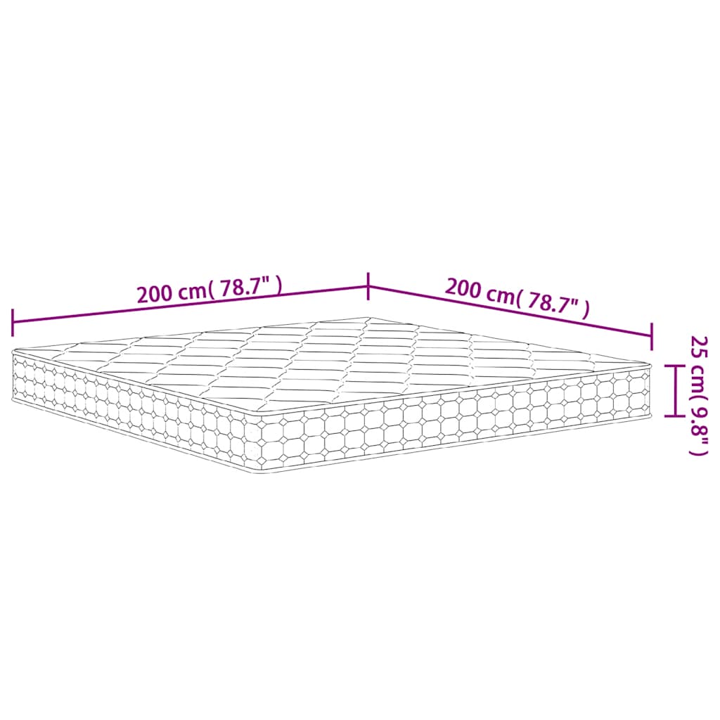 Matelas à ressorts ensachés dureté moyenne 200x200 cm