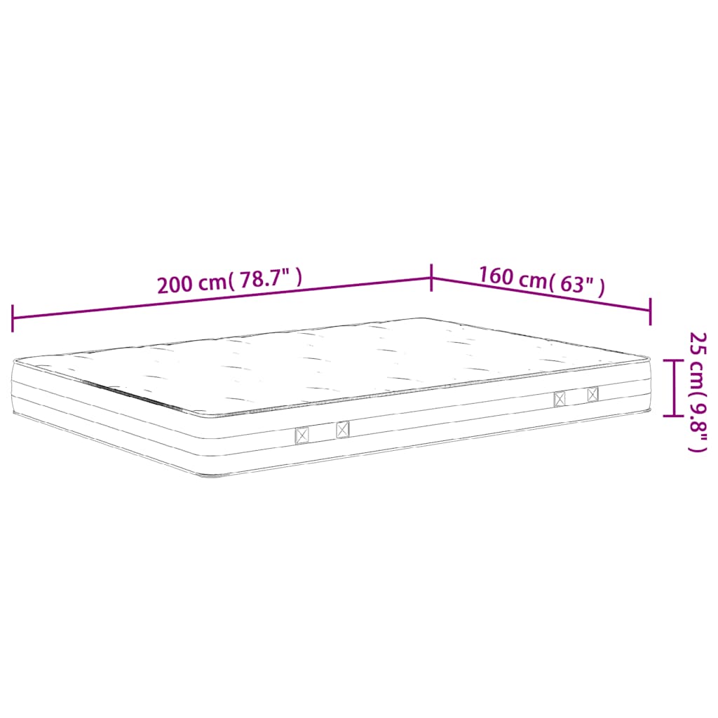 Matelas à ressorts ensachés dureté moyenne 160x200 cm