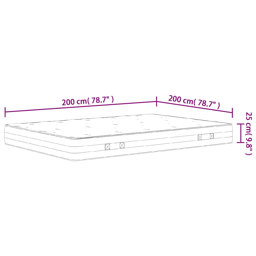Matelas à ressorts ensachés dureté moyenne 200x200 cm - XIOS