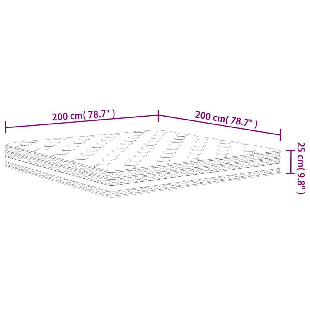 Matelas à ressorts ensachés moyen 200x200 cm - XIOS