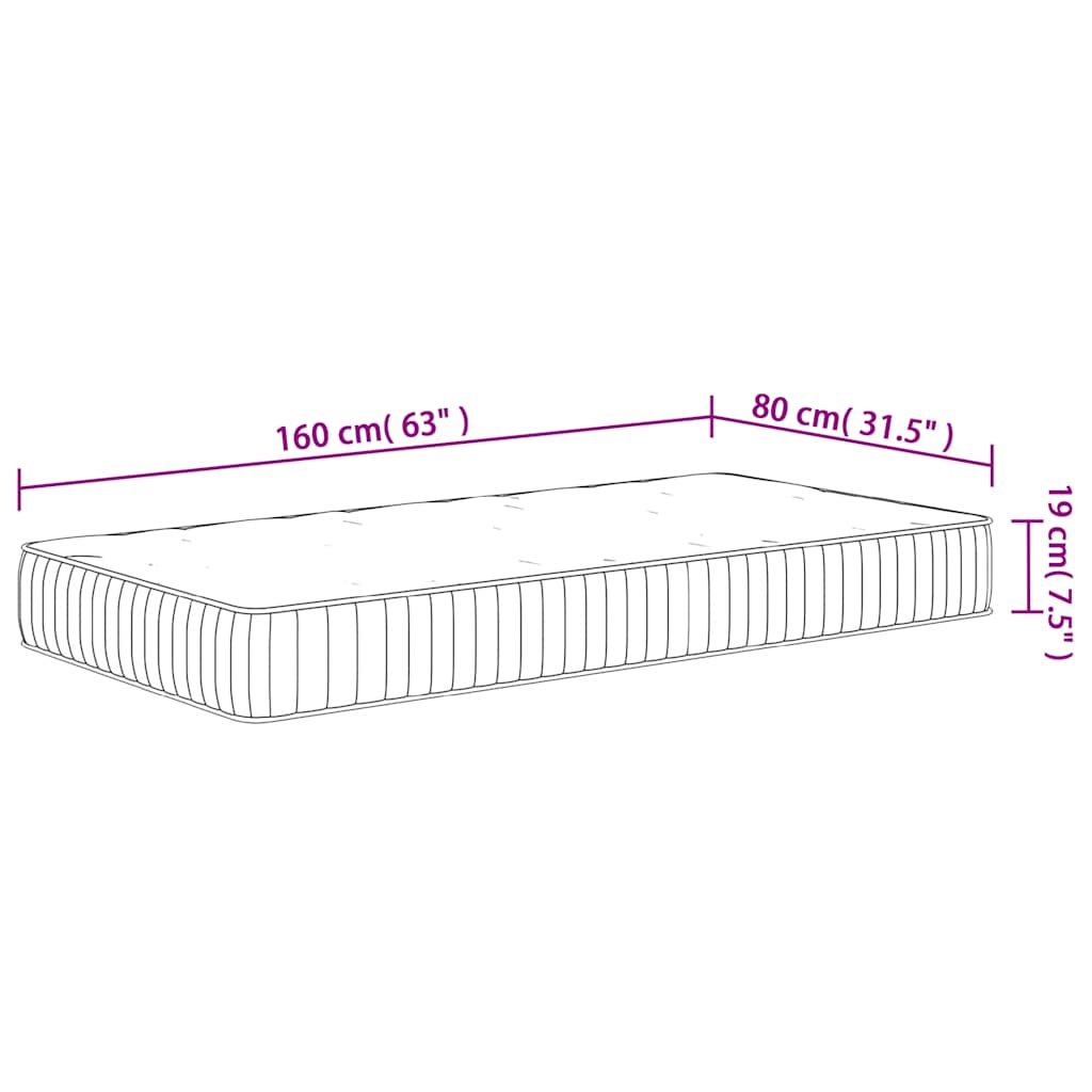 Matelas à ressorts ensachés pour enfants moyen 80x160 cm - XIOS