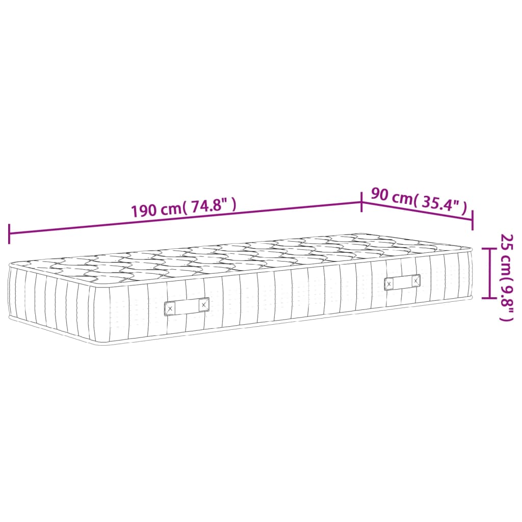 Matelas à ressorts ensachés dureté moyenne 90x190 cm - XIOS