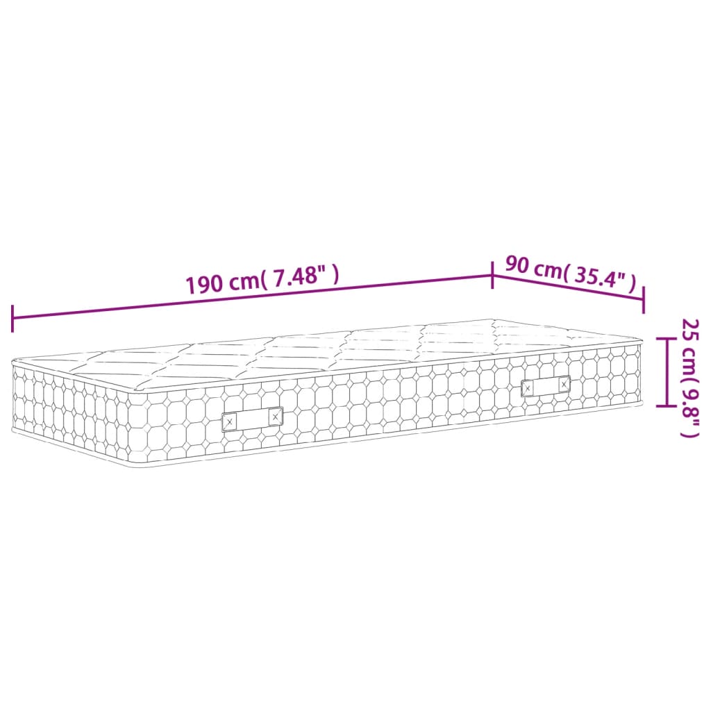 Matelas à ressorts ensachés dureté moyenne 90x190 cm - XIOS