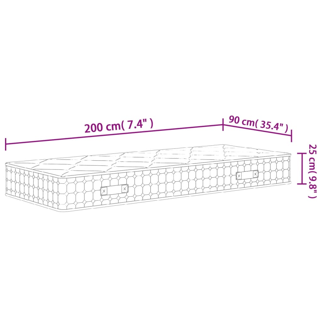 Matelas à ressorts ensachés dureté moyenne 90x200 cm - XIOS