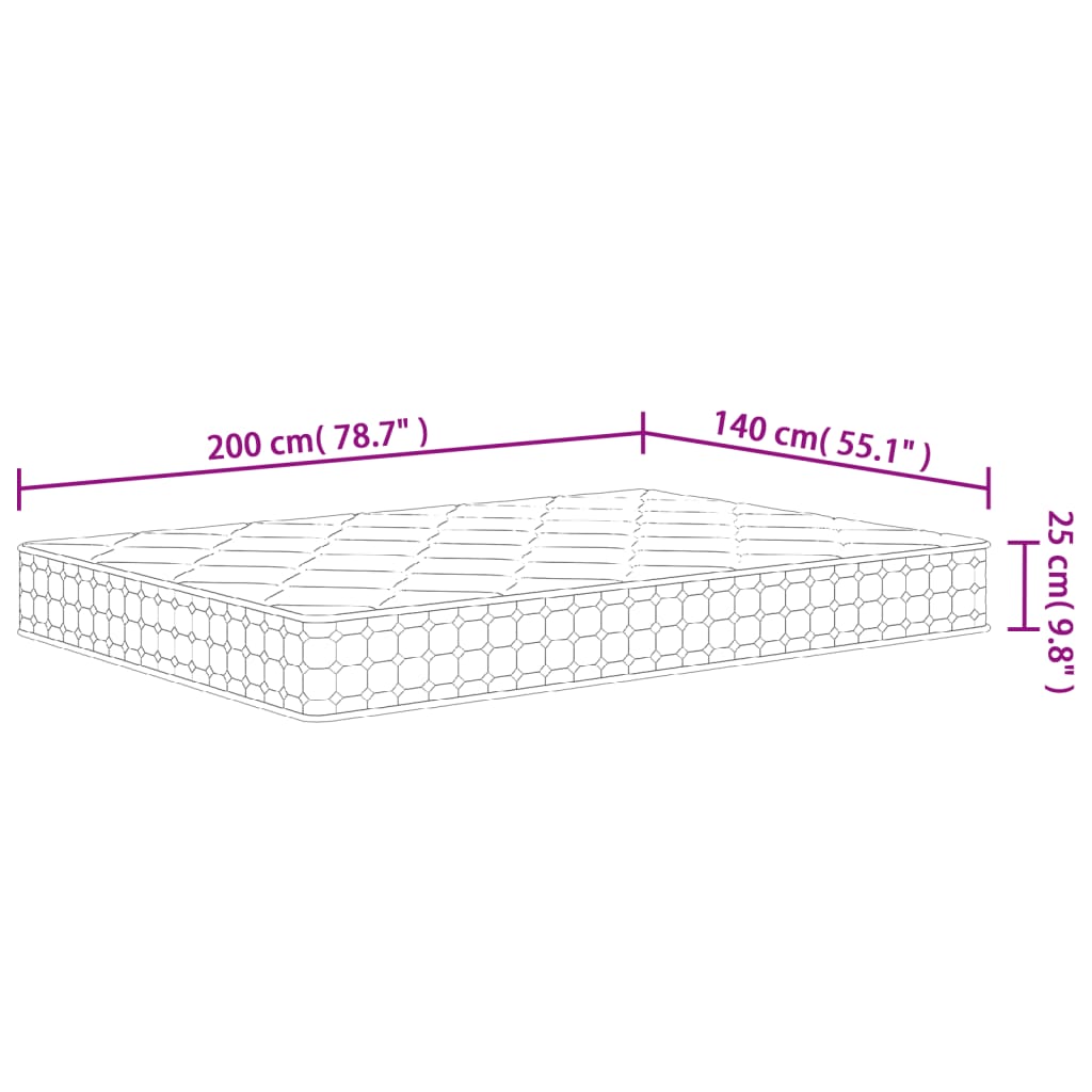 Matelas à ressorts ensachés dureté moyenne 140x200 cm - XIOS