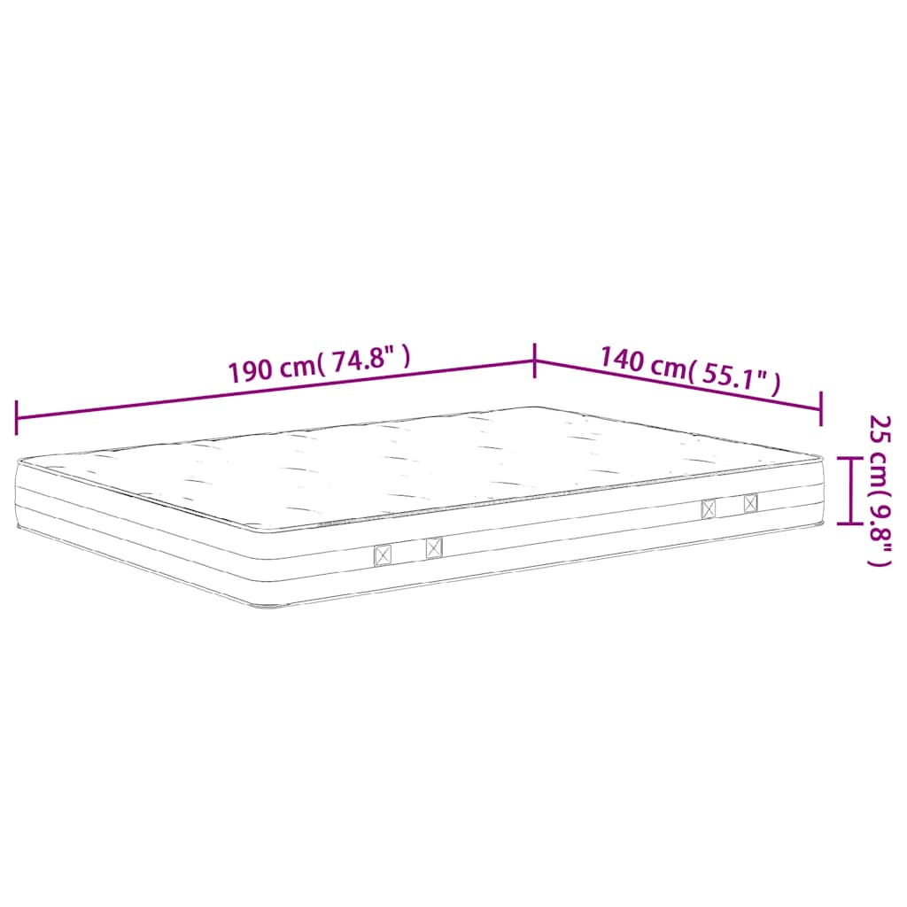 Matelas à ressorts ensachés dureté moyenne 140x190 cm - XIOS