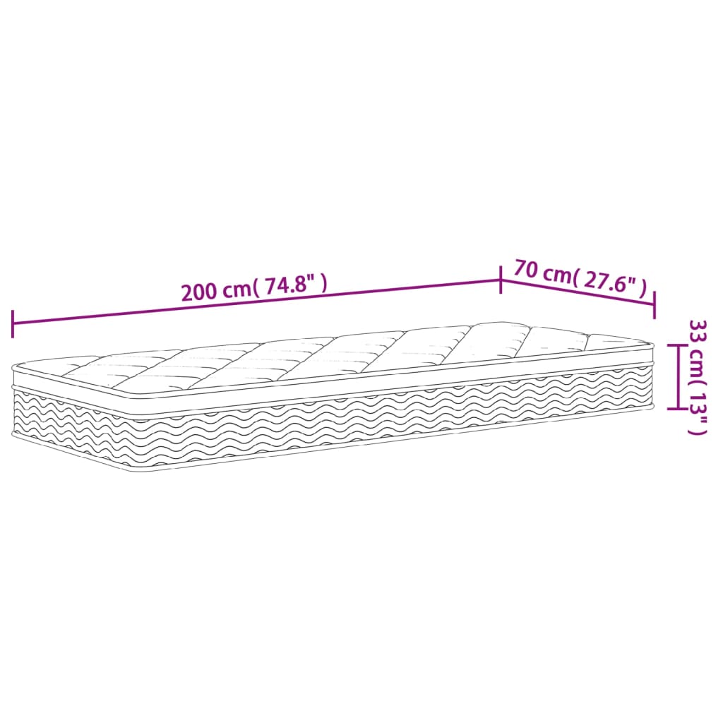 Matelas à ressorts ensachés moyen plus 70x200 cm - XIOS