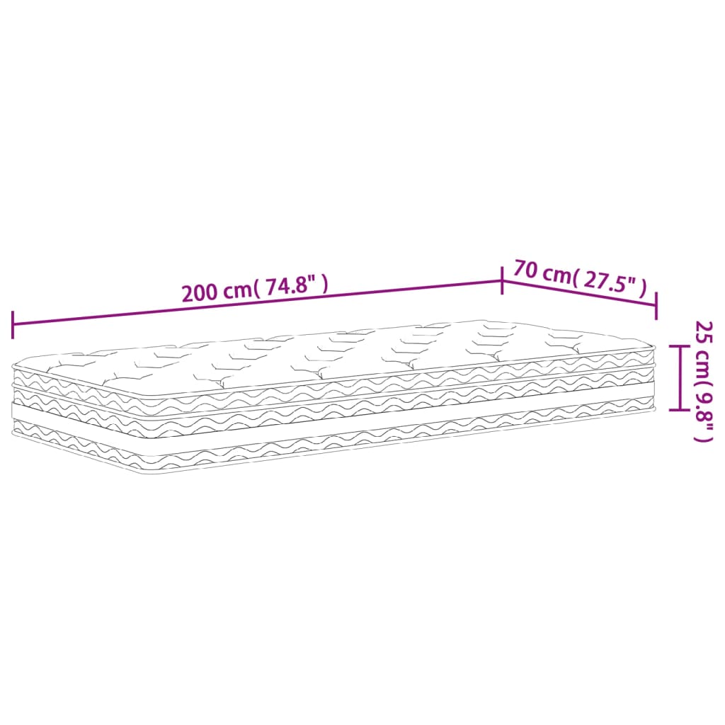Matelas à ressorts ensachés moyen 70x200 cm - XIOS