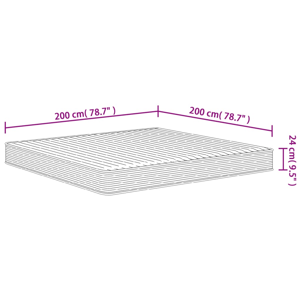 Matelas en mousse moyennement doux 200x200 cm