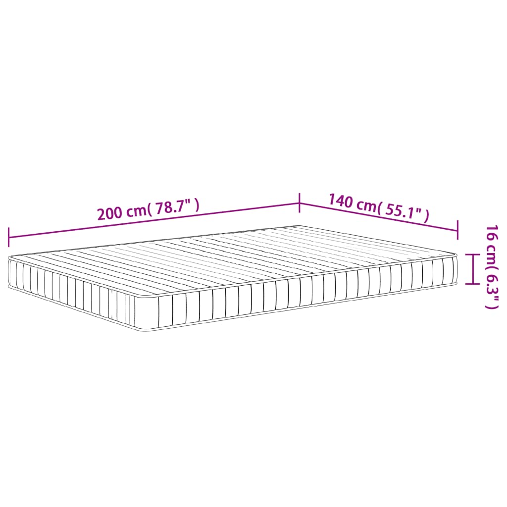 Matelas en mousse moyennement doux 140x200 cm