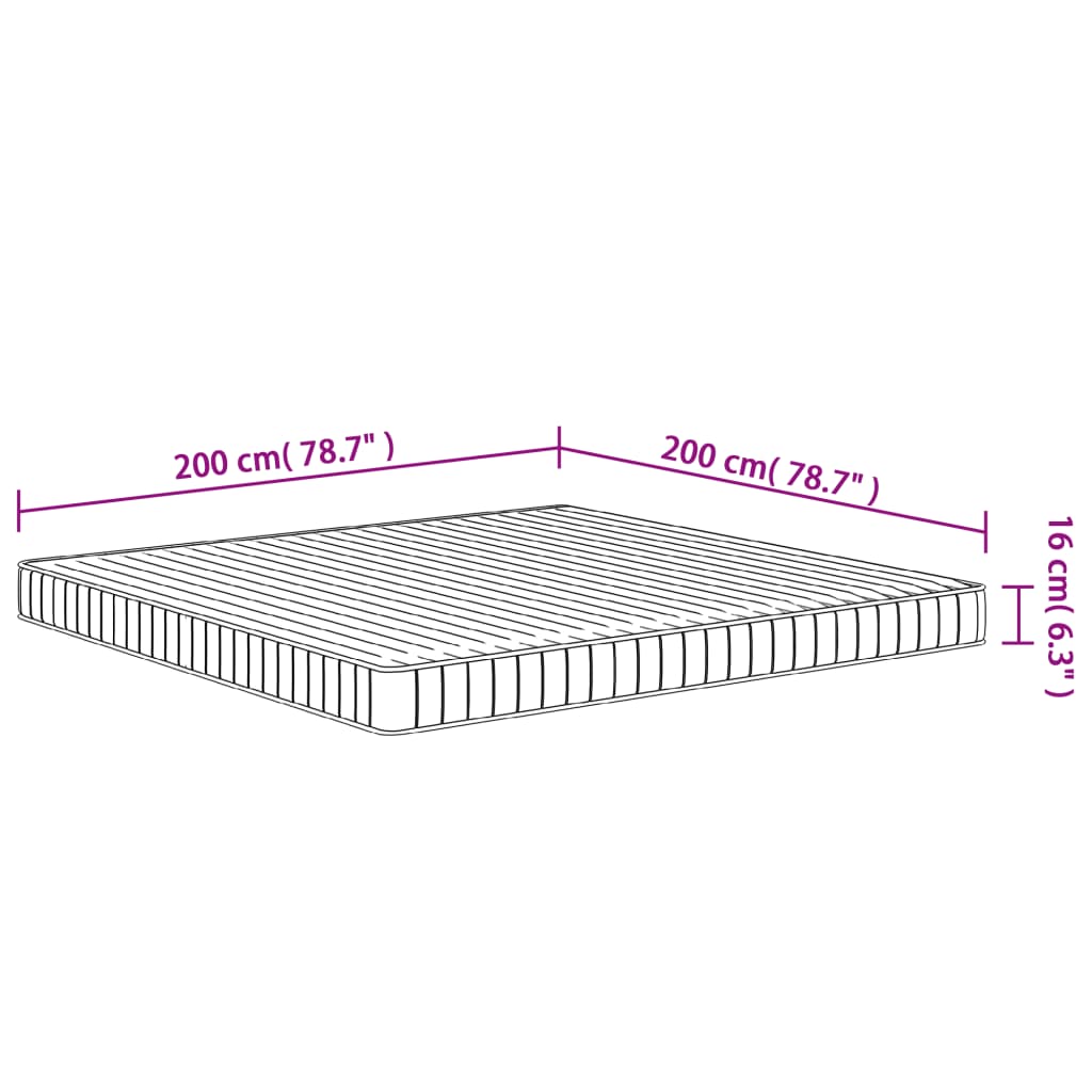 Matelas en mousse moyennement doux 200x200 cm