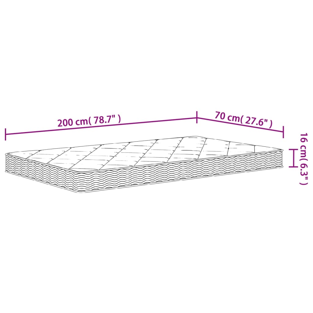Matelas en mousse moyennement doux 70x200 cm - XIOS