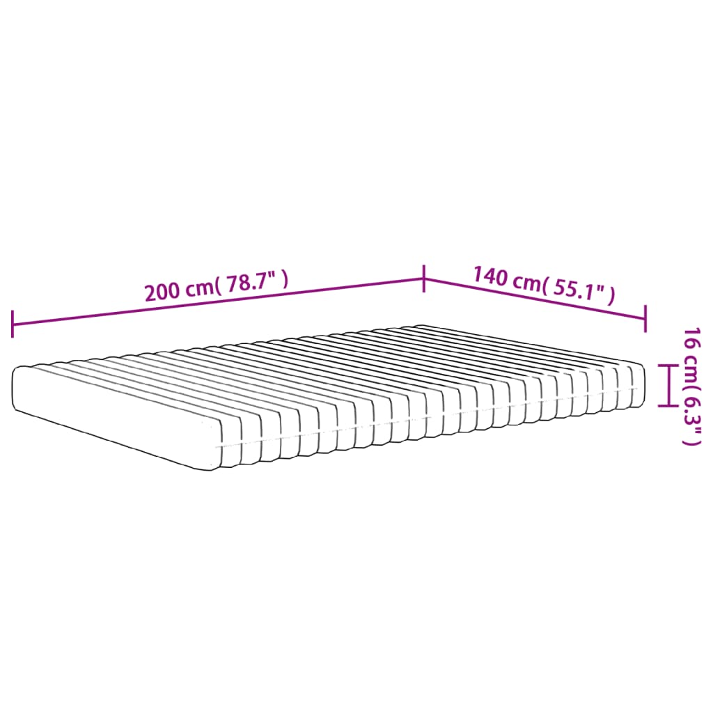 Matelas en mousse moyennement doux 140x200 cm - XIOS