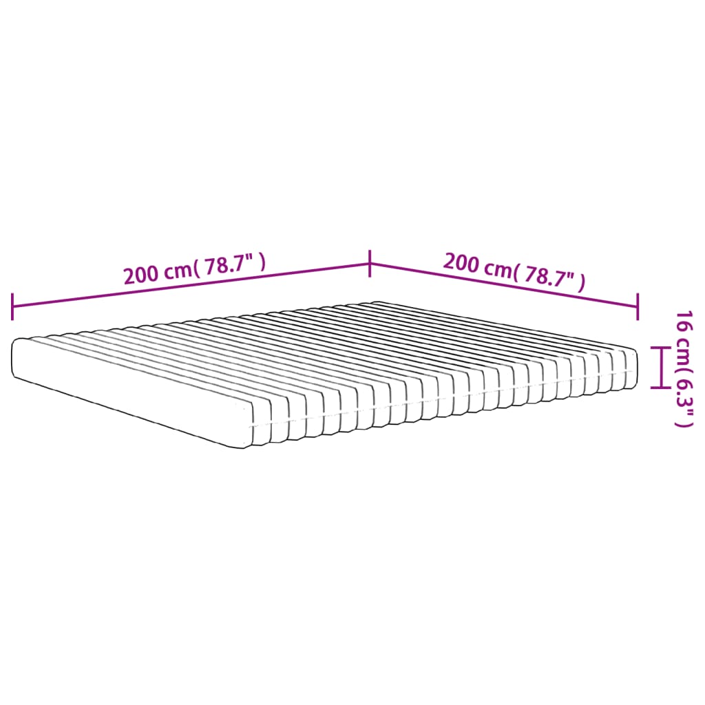 Matelas en mousse moyennement doux 200x200 cm - XIOS
