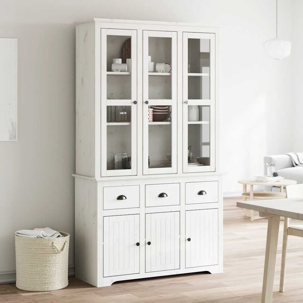 Buffet BODO blanc 115,5x43x200,5 cm bois massif de pin - XIOS