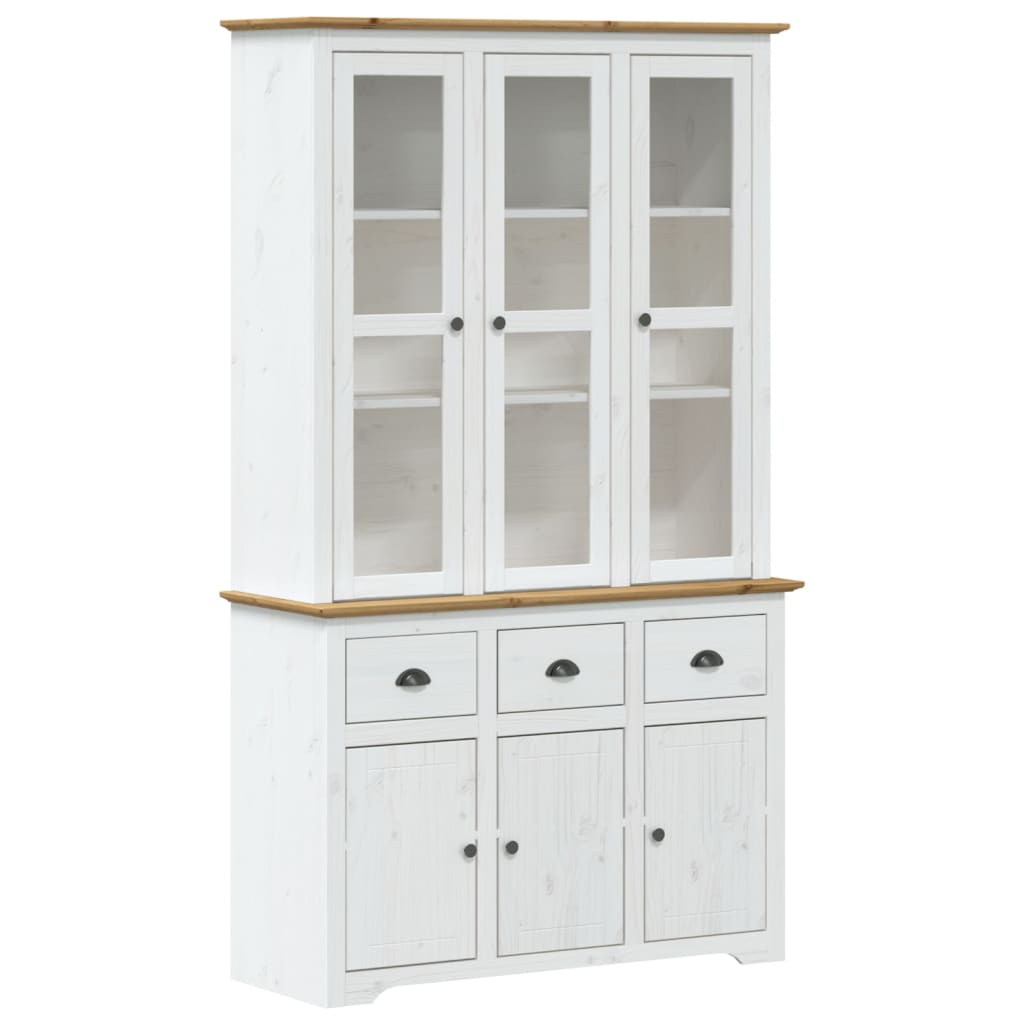 Buffet BODO blanc et marron 115,5x43x200,5cm bois massif de pin - XIOS