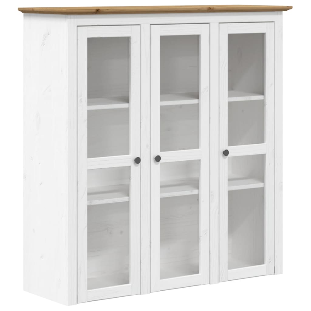 Buffet BODO blanc et marron 115,5x43x200,5cm bois massif de pin - XIOS
