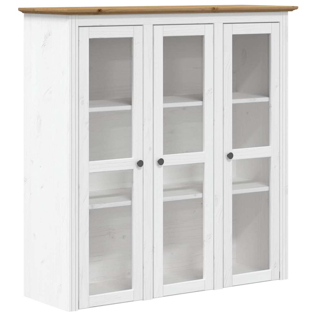 Buffet BODO blanc et marron 115,5x43x200,5cm bois massif de pin - XIOS