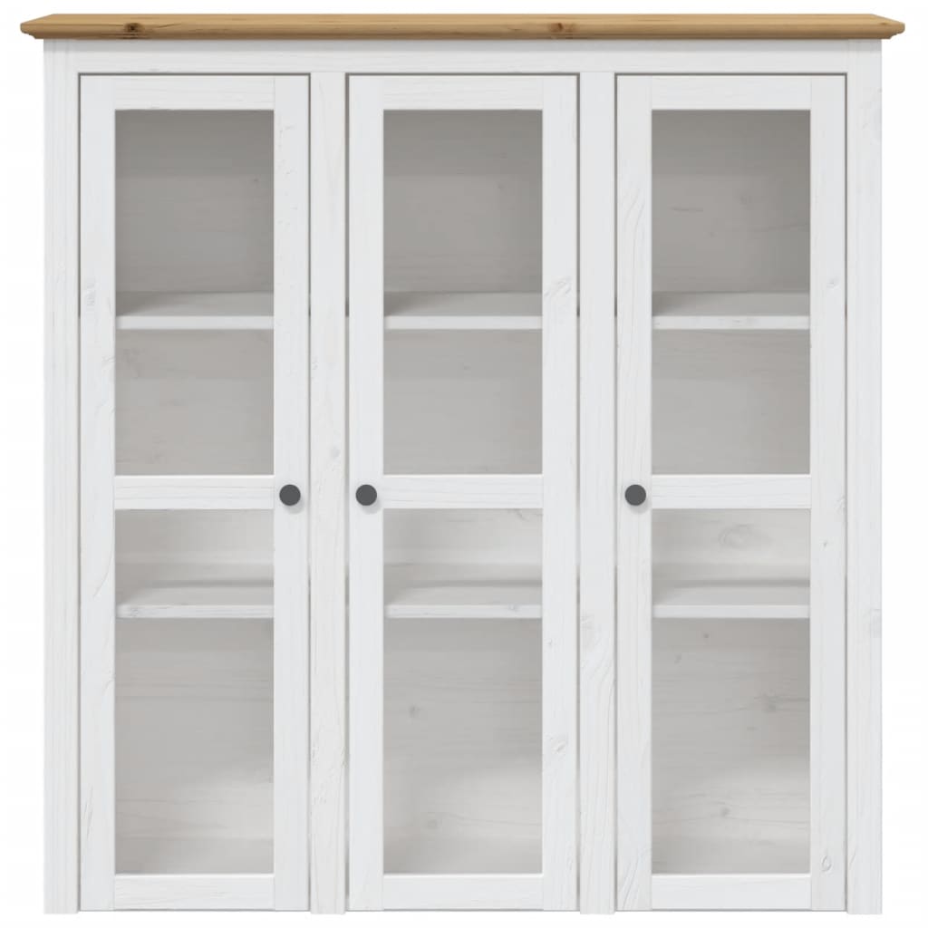 Buffet BODO blanc et marron 115,5x43x200,5cm bois massif de pin - XIOS