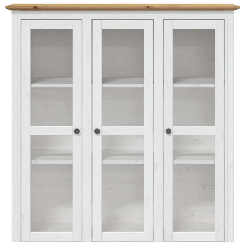 Buffet BODO blanc et marron 115,5x43x200,5cm bois massif de pin - XIOS
