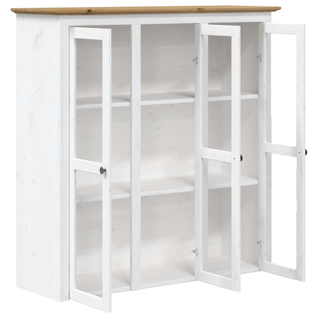 Buffet BODO blanc et marron 115,5x43x200,5cm bois massif de pin - XIOS