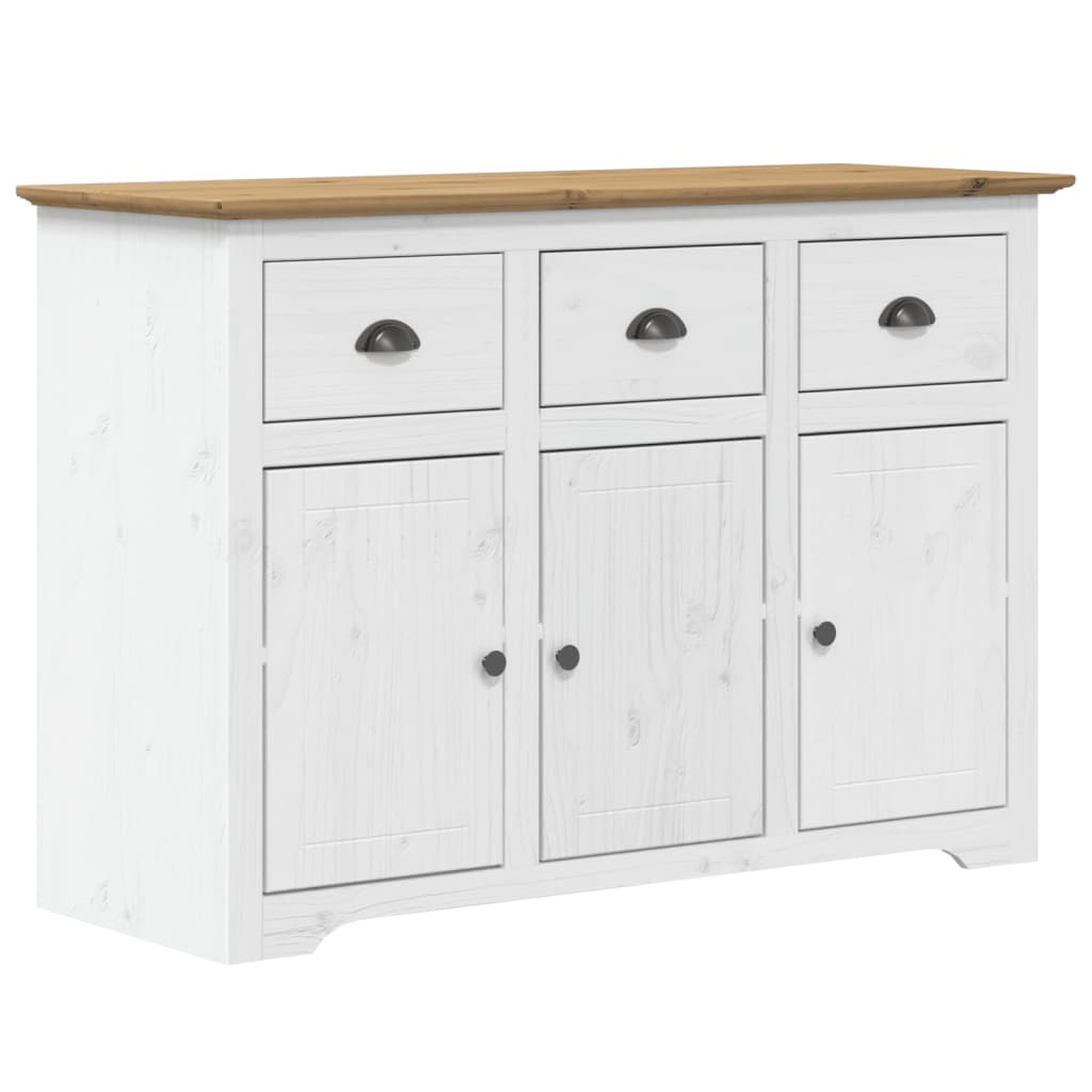 Buffet BODO blanc et marron 115,5x43x200,5cm bois massif de pin - XIOS