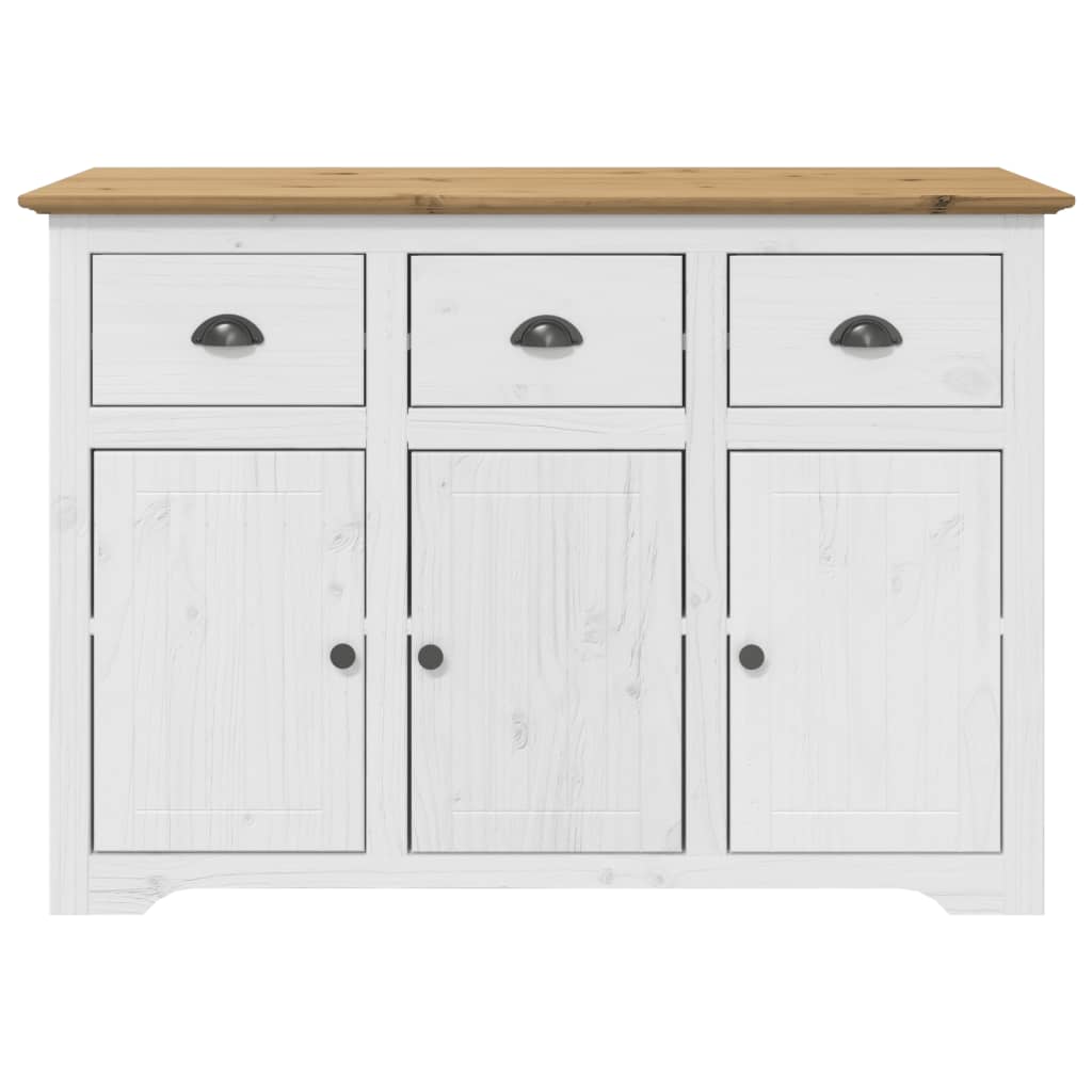 Buffet BODO blanc et marron 115,5x43x200,5cm bois massif de pin - XIOS